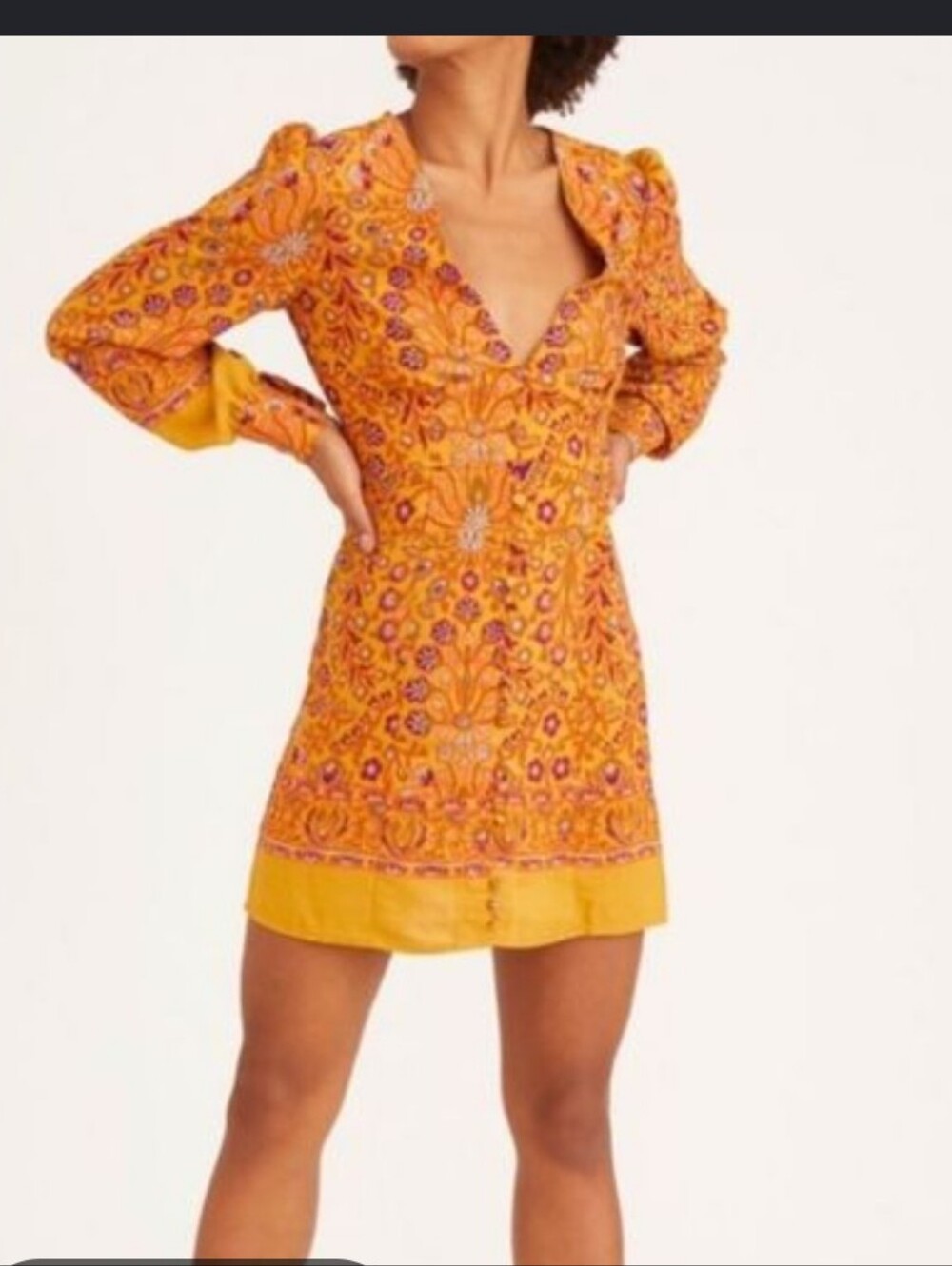 Urban Outfitters Orange Floral Deep V Mini Dress